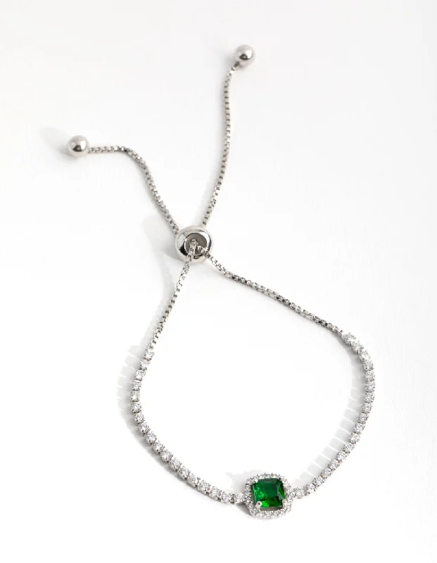 Limited-Time Jewelry Sale – Don't Miss Out On Dazzling Discounts Rhodium Cubic Zirconia Square Halo Toggle Bracelet