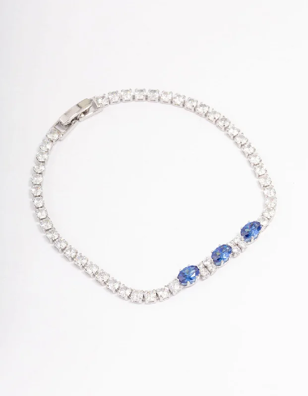 Exclusive Jewelry Sale – Limited-Time Discounts Rhodium Oval Cubic Zirconia Tennis Bracelet