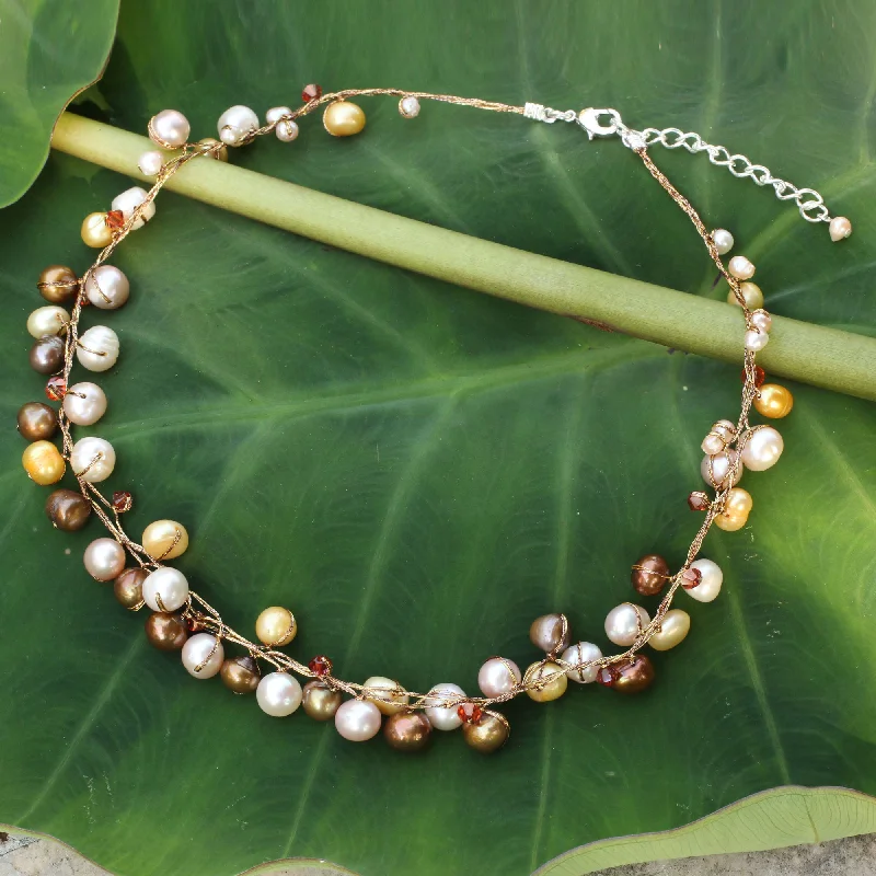 Premium Diamond Jewelry At Once-In-A-Lifetime Discounts River of Gold Pearl Strand Necklace