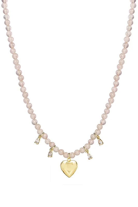 Don't Miss Out On Jaw-Dropping Jewelry Discounts Rose Quartz Locket Beaded Necklace