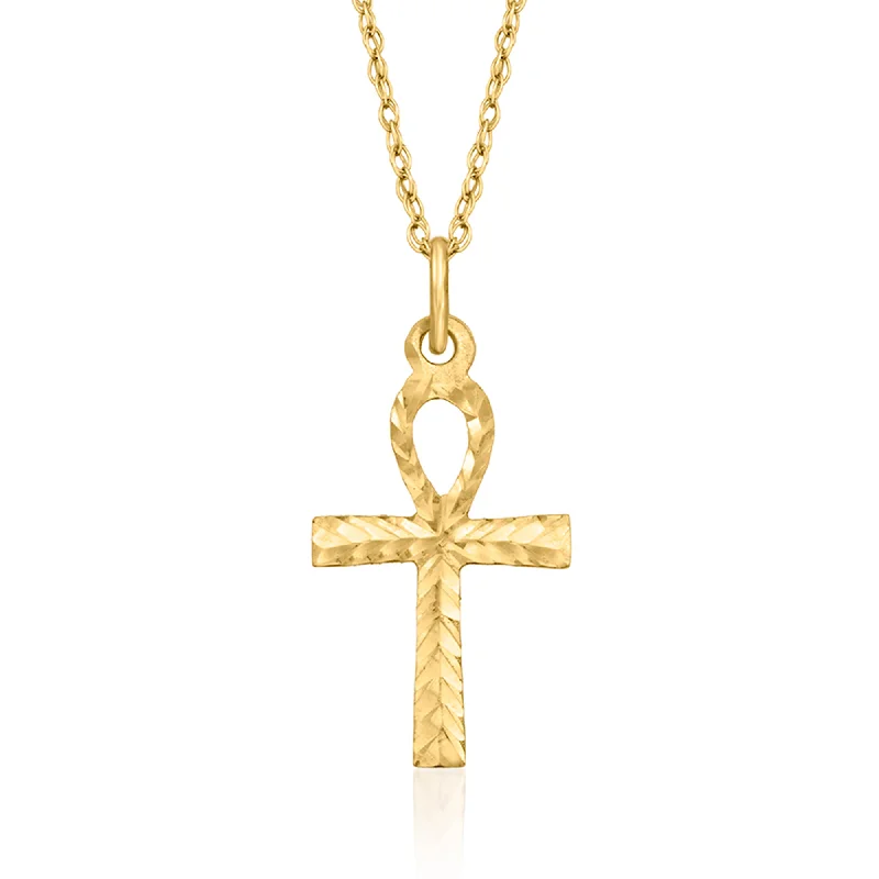 Jewelry Clearance Event – Stock Up Before It's Over Ross-Simons 14kt Yellow Gold Ankh Cross Pendant Necklace in 14kt Yellow Gold