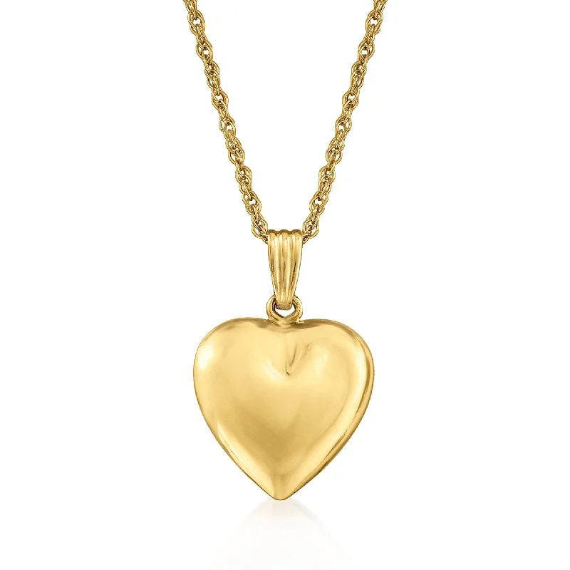 Ross-Simons 14kt Yellow Gold Puffed Heart Pendant Necklace