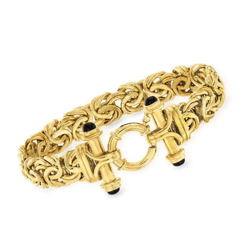 Limited-Time Jewelry Discounts – Shine Without The Splurge Ross-Simons 18kt Gold Over Sterling Byzantine Bracelet With Black Onyx