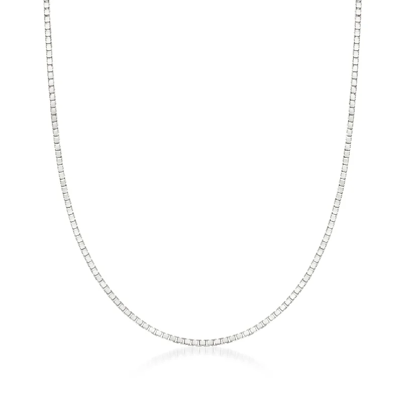 Ross-Simons 1mm 14kt White Gold Box Chain Necklace