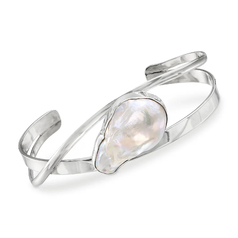 Breathtaking Jewelry, Breathtaking Prices Ross-Simons 26x17mm Cultured Baroque Pearl Cuff Bracelet in Sterling Silver