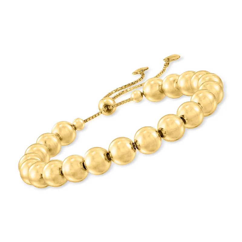 Shop Dazzling Jewelry With Special Promotional Discounts Ross-Simons 8mm Italian 18kt Gold Over Sterling Bead Bolo Bracelet