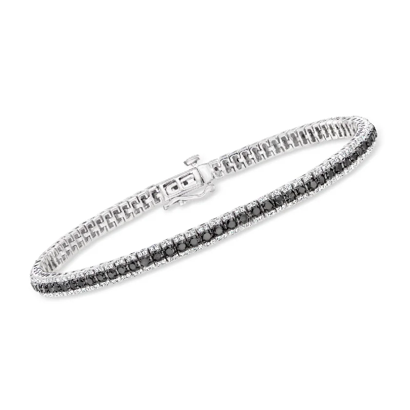 Limited-Stock Jewelry Sale – Once It's Gone, It's Gone Ross-Simons Black and White Diamond Tennis Bracelet in Sterling Silver