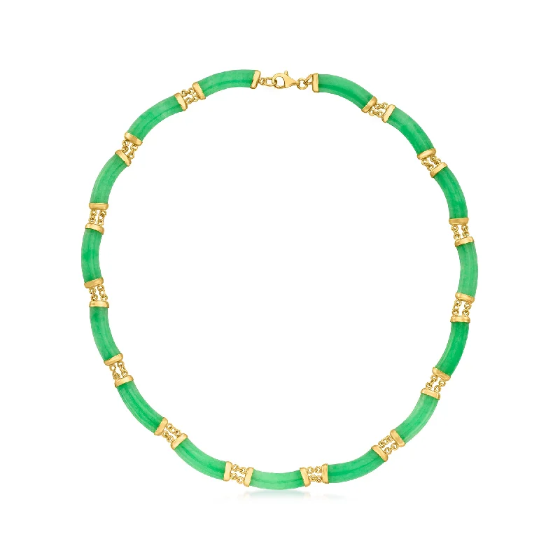 Premium Diamond Jewelry For Unforgettable Moments Ross-Simons Curved Jade Necklace in 18kt Gold Over Sterling