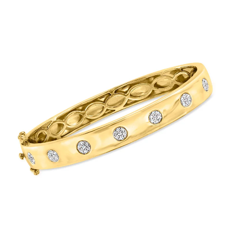 Sparkle More For Less – Jewelry Sale Happening Now Ross-Simons Diamond Cluster Bangle Bracelet in 18kt Gold Over Sterling