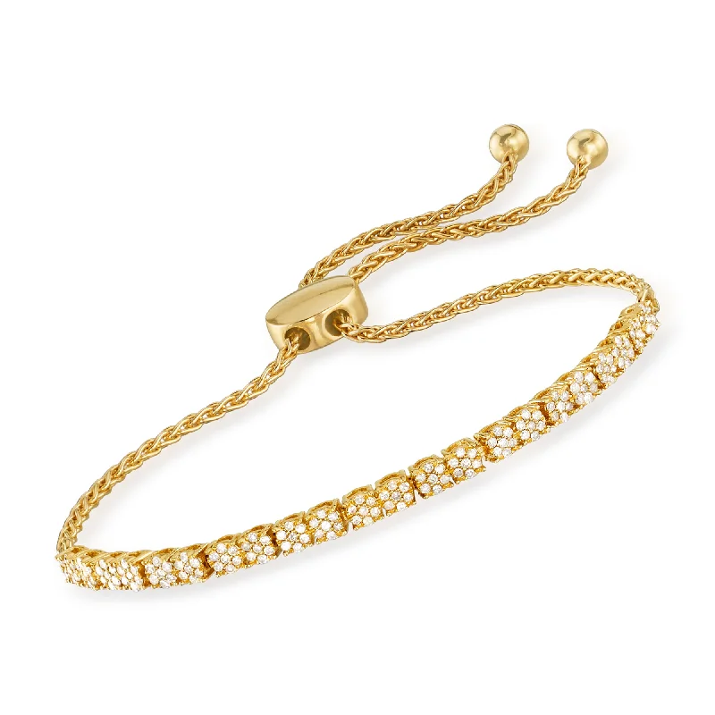 High-Quality Jewelry At A Fraction Of The Cost Ross-Simons Diamond Cluster Bolo Bracelet in 18kt Gold Over Sterling