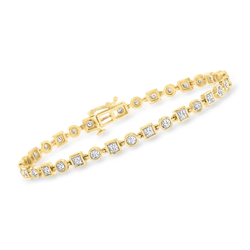 Exclusive Online Jewelry Sale – Don't Wait Ross-Simons Diamond Geometric Bracelet in 14kt Yellow Gold