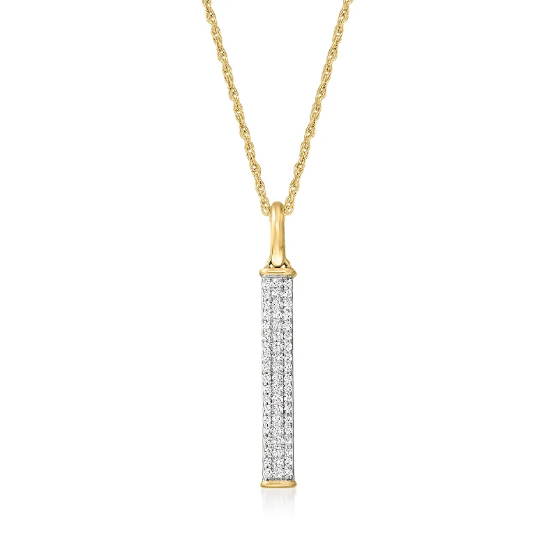 Bold And Beautiful Jewelry Now At Irresistible Prices Ross-Simons Diamond Linear Bar Pendant Necklace in 14kt Yellow Gold