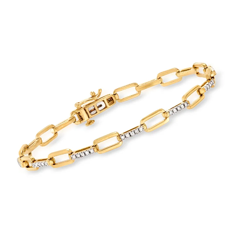 Elegant Jewelry Pieces At Unbelievable Prices Ross-Simons Diamond Paper Clip Link Bracelet in 18kt Gold Over Sterling