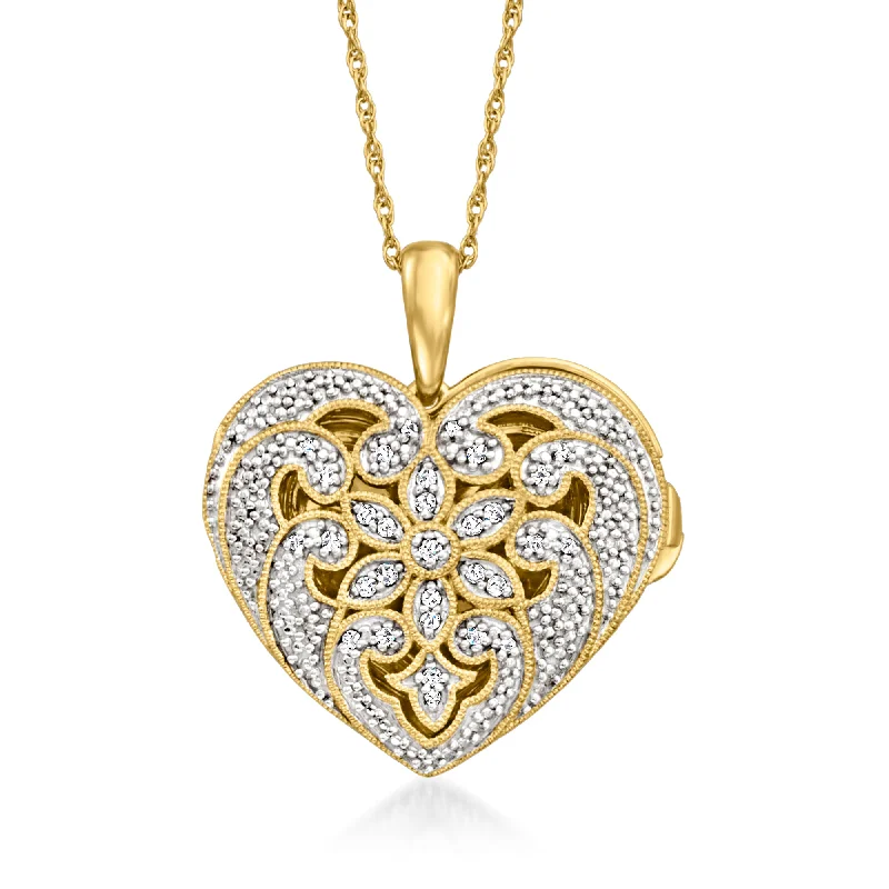 Unlock Unbeatable Jewelry Deals Before They’Re Gone Ross-Simons Diamond Milgrain Heart Locket Necklace in 18kt Gold Over Sterling