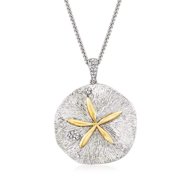 Jewelry Sale – Exclusive Styles At Lower Prices Ross-Simons Diamond Sand Dollar Necklace in Sterling Silver and 14kt Yellow Gold