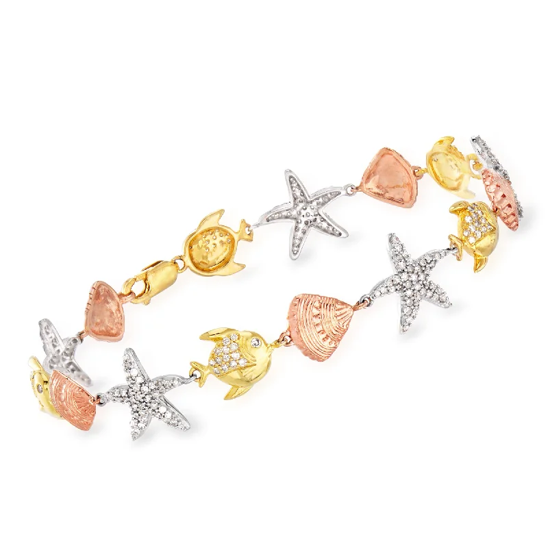 Limited-Stock Jewelry Sale – Once It's Gone, It's Gone Ross-Simons Diamond Sea Life Bracelet in Tri-Colored Sterling Silver
