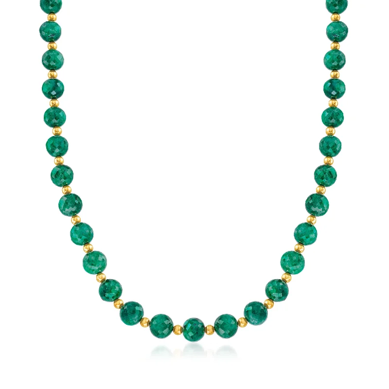 The Ultimate Jewelry Sale – Shop Premium Styles Ross-Simons Emerald Bead Necklace in 14kt Yellow Gold