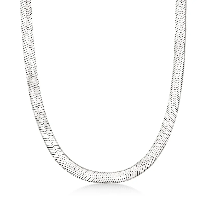 Ross-Simons Italian 8mm Sterling Silver Herringbone Necklace