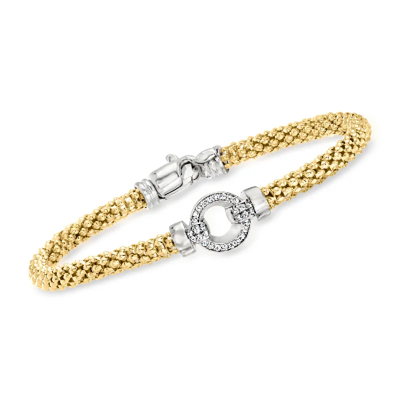 Gorgeous Jewelry, Limited-Time Savings Ross-Simons Italian CZ Popcorn-Link Bracelet in Sterling Silver and 18kt Gold Over Sterling
