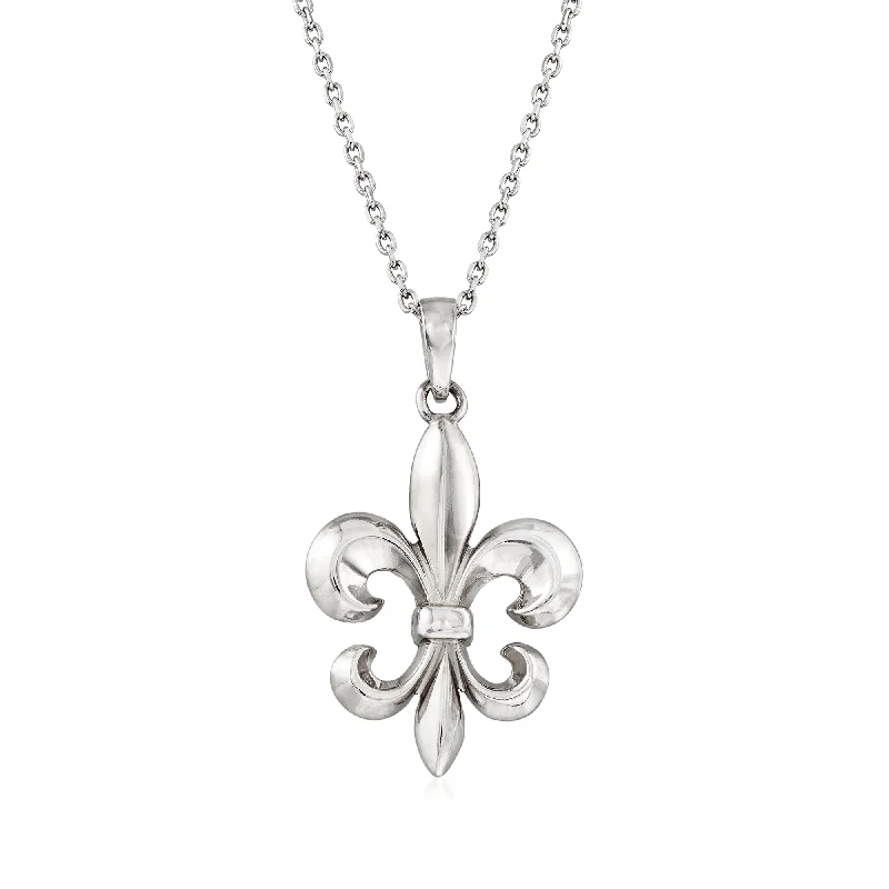 Modern Statement Jewelry For Bold Styling Ross-Simons Italian Sterling Silver Fleur-De-Lis Necklace