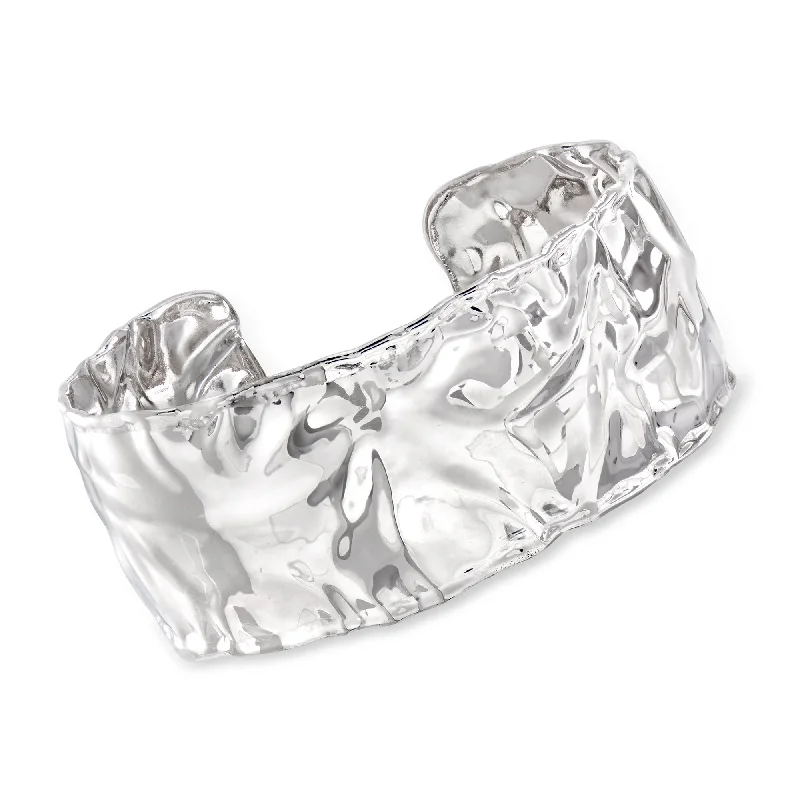 Everyday Jewelry Essentials Now On Sale Ross-Simons Italian Sterling Silver Hammered Cuff Bracelet