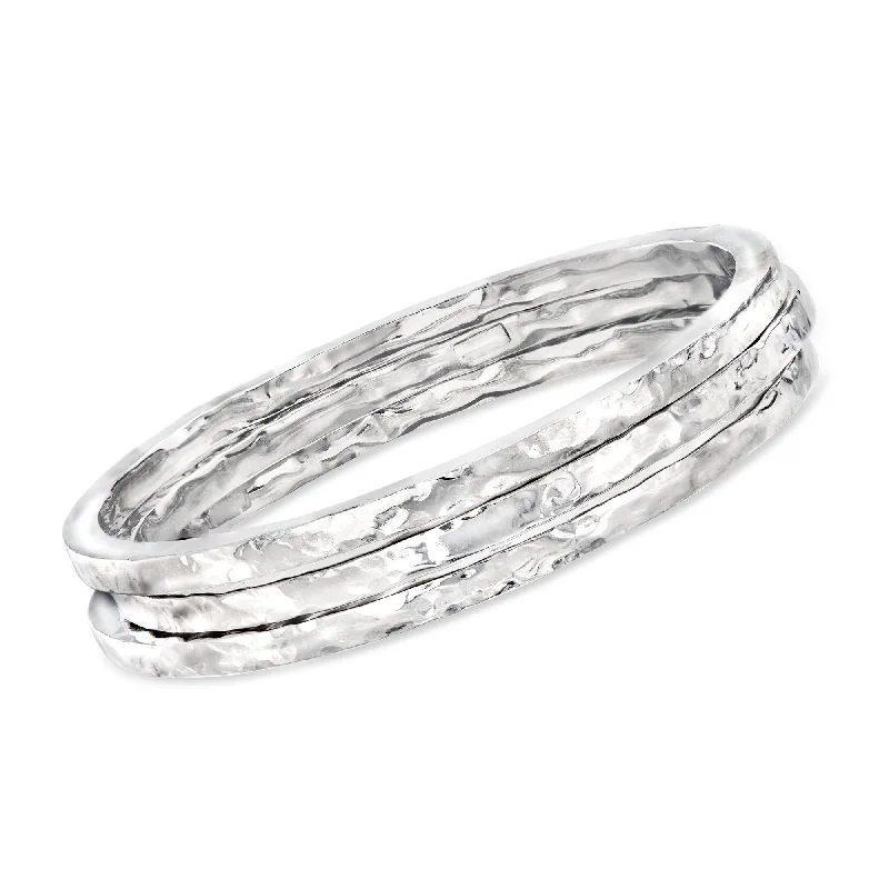 Don't Miss Our Biggest Jewelry Sale Of The Season Ross-Simons Italian Sterling Silver Jewelry Set: 3 Hammered Bangle Bracelets