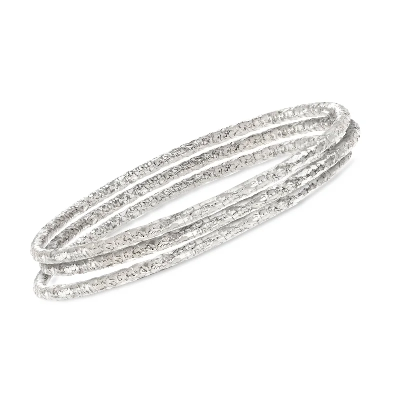 Timeless Elegance Now At Special Discounts Ross-Simons Italian Sterling Silver Jewelry Set: 3 Hammered Bangle Bracelets