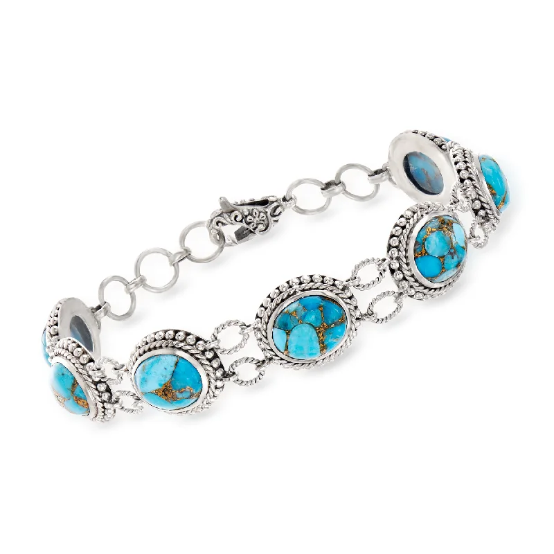 Last Chance To Grab Your Favorite Jewelry At A Discount Ross-Simons Mojave Turquoise Station Bracelet in Sterling Silver