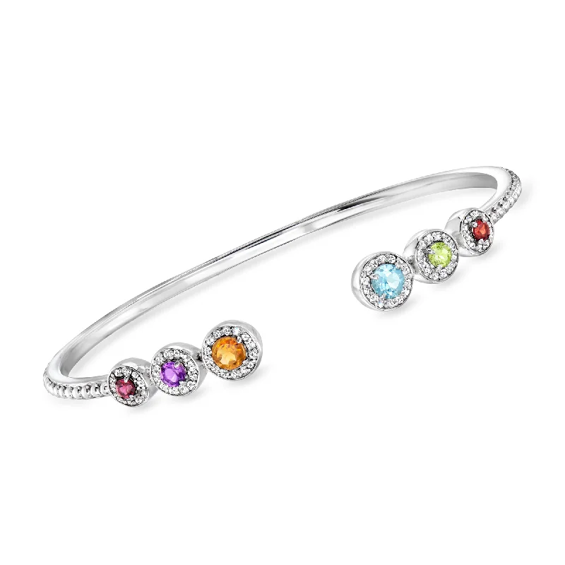 Limited-Time Jewelry Discounts – Shine Without The Splurge Ross-Simons Multi-Gemstone Cuff Bracelet in Sterling Silver