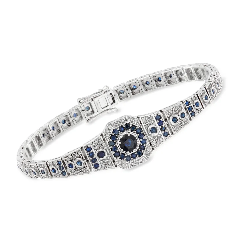 Premium Jewelry Now Available At Special Discounts Ross-Simons Sapphire and . Diamond Bracelet in Sterling Silver