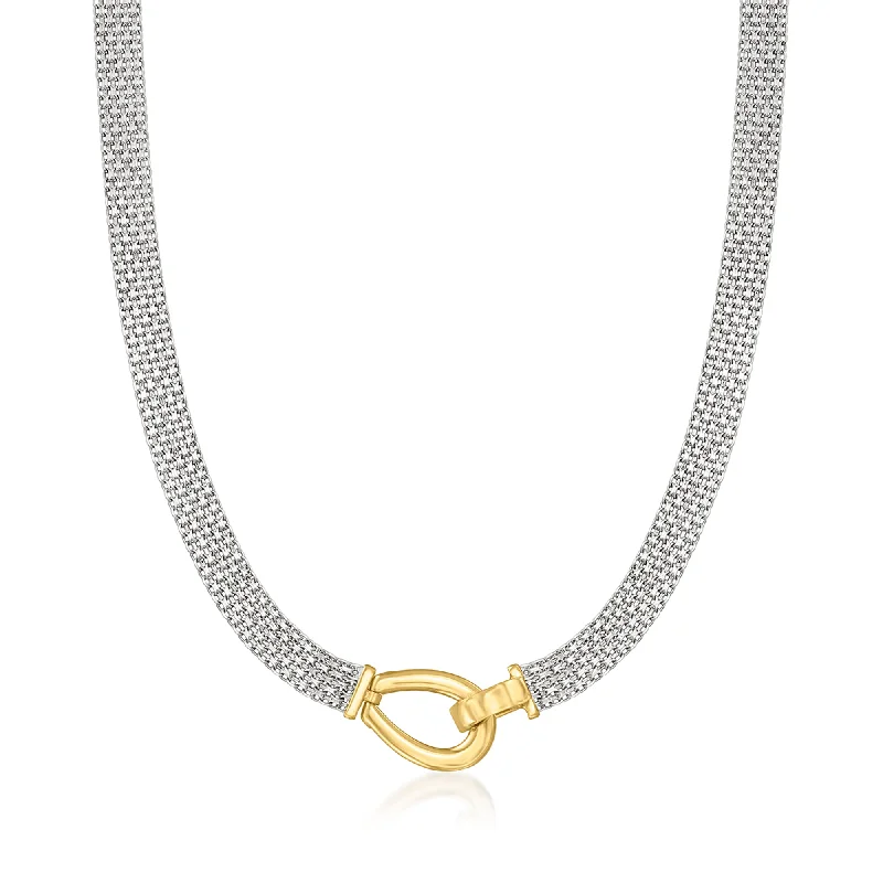 Don't Miss Out On Jaw-Dropping Jewelry Discounts Ross-Simons Two-Tone Sterling Silver Bismark-Link Necklace