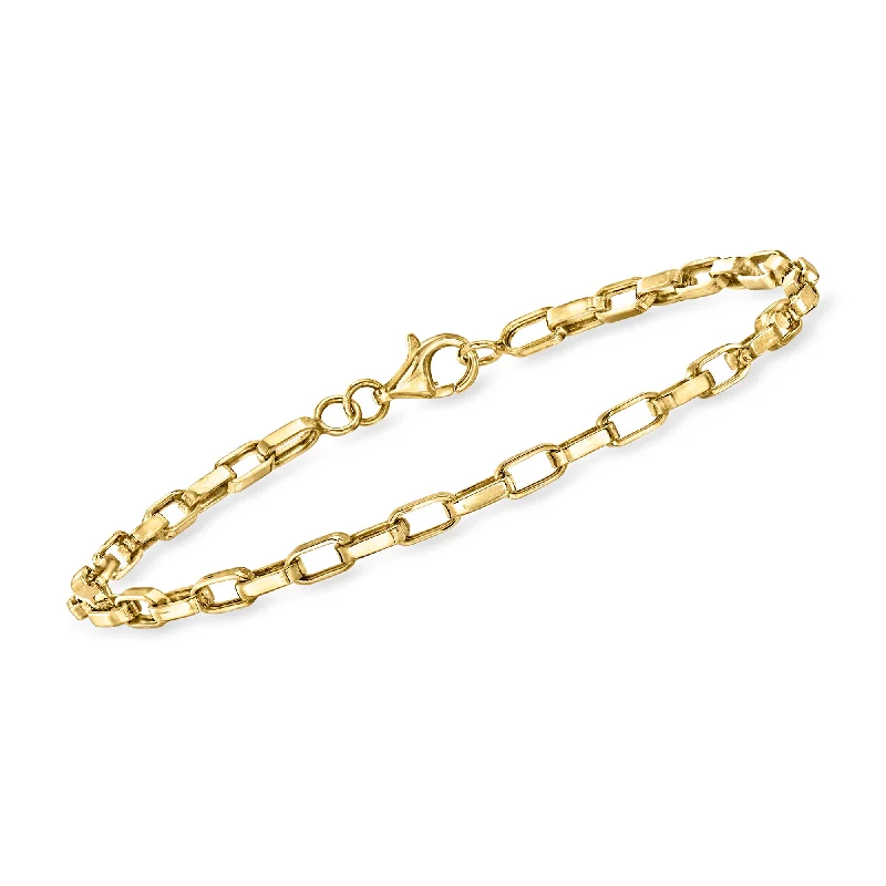 The Perfect Jewelry Piece At The Perfect Discount RS Pure by Ross-Simons 14kt Yellow Gold Paper Clip Box-Link Bracelet