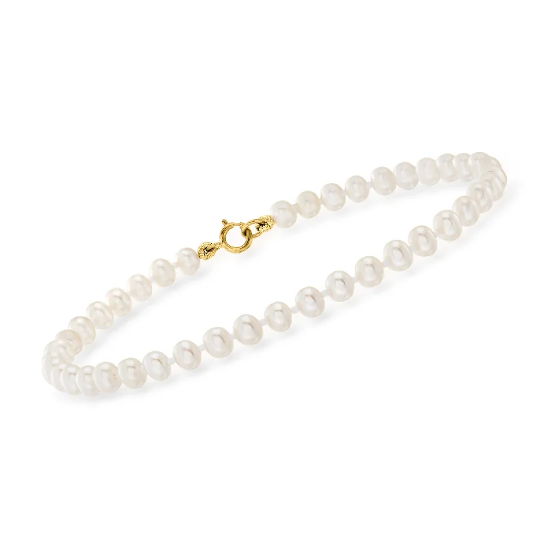 Limited-Time Jewelry Sale – Elegant Styles At Less RS Pure by Ross-Simons 4-4.5mm Cultured Pearl Bracelet With 14kt Yellow Gold