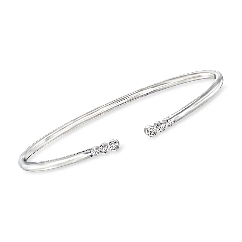 Holiday Jewelry Sale – Perfect Gifts At Great Prices RS Pure by Ross-Simons Bezel-Set Diamond Open-Space Cuff Bracelet in Sterling Silver