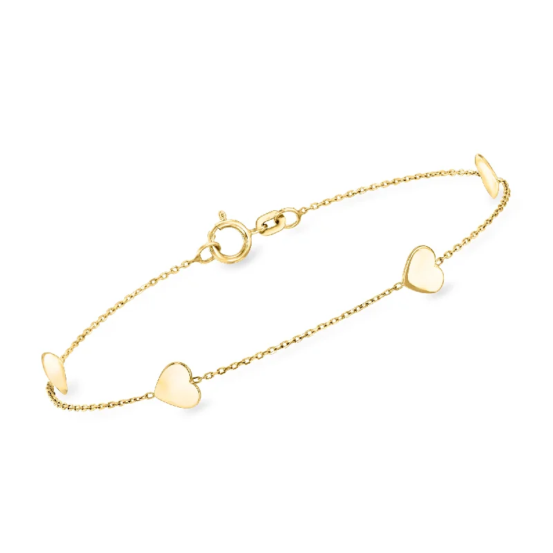 Big Discounts On Elegant Jewelry Collections RS Pure by Ross-Simons Italian 14kt Yellow Gold Heart Station Bracelet