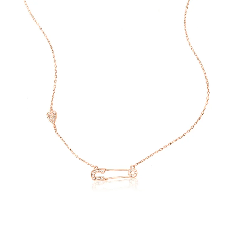 Shine Bright With Our Special Jewelry Promotions Adornia Safety Pin Heart Necklace rose gold