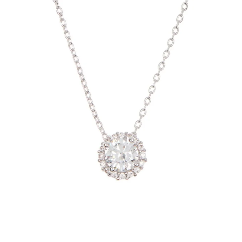 Premium Diamond Jewelry At Once-In-A-Lifetime Discounts Adornia Swarovski Crystal Halo Necklace silver