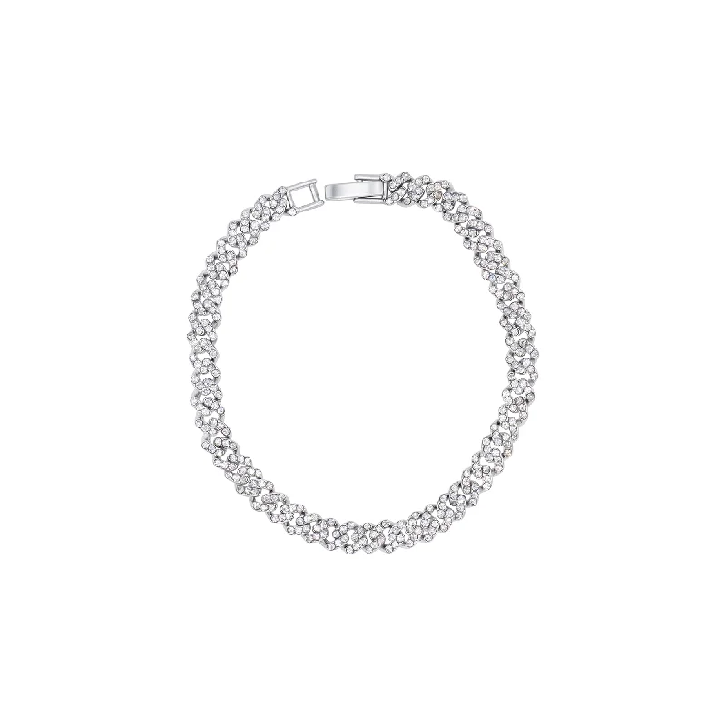 Dainty And Elegant Jewelry Now At Reduced Prices Silver Plated 8mm Crystal Curb Chain Bracelet