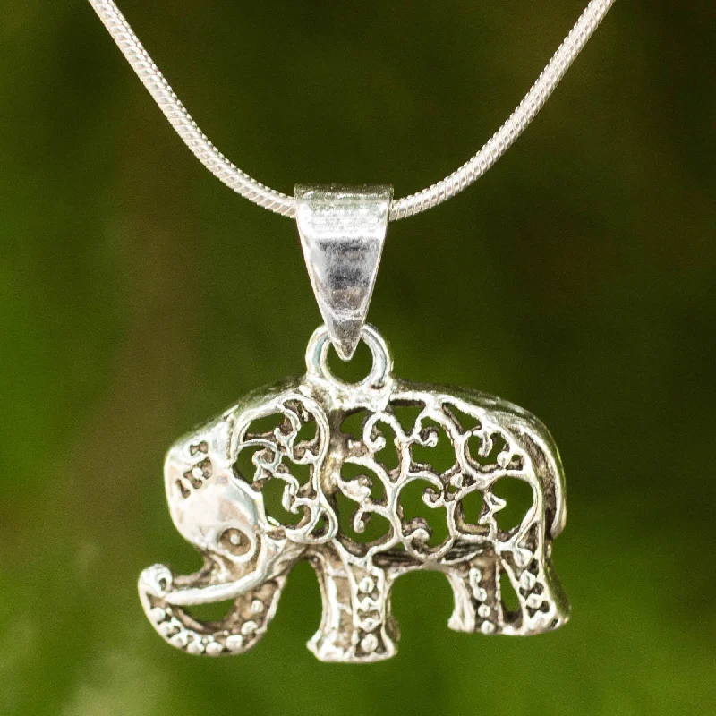 Make Your Outfit Shine With Discounted Jewelry Sterling Silver Filigree Elephant Pendant Necklace
