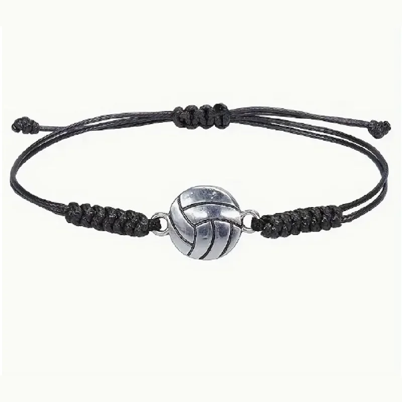 Shop Dazzling Rings, Earrings, And More At Special Discounts Alloy Volleyball Charm Bracelet with Black Band