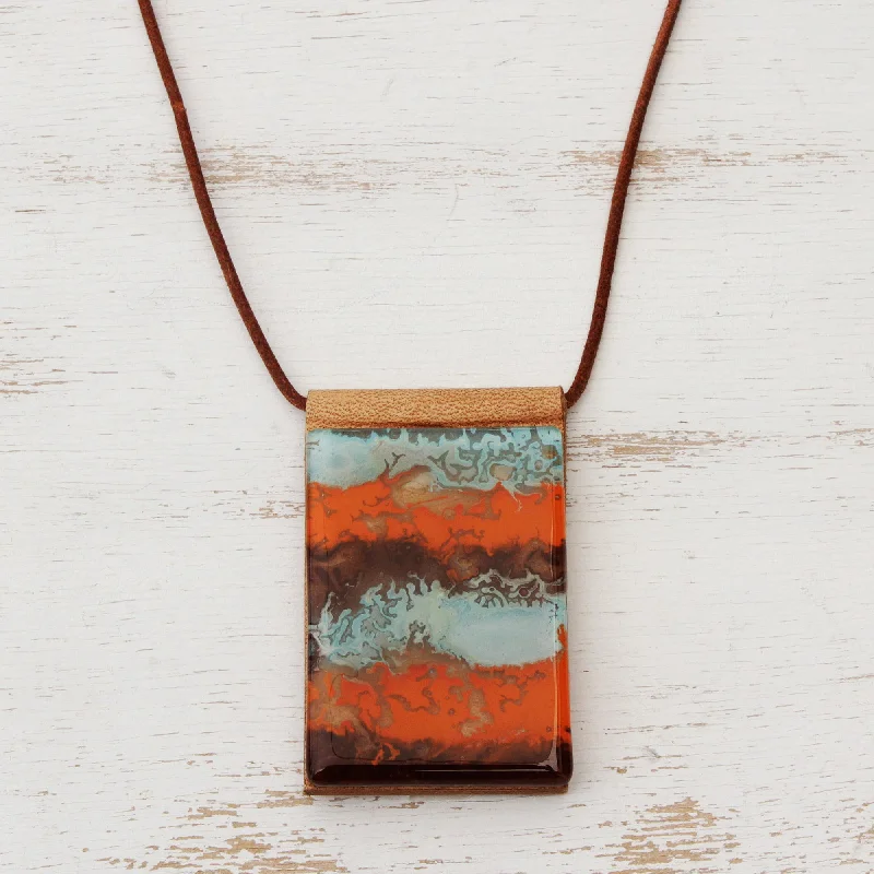 Don't Miss These Dazzling Jewelry Discounts Waves of Fire Glass & Leather Pendant Necklace