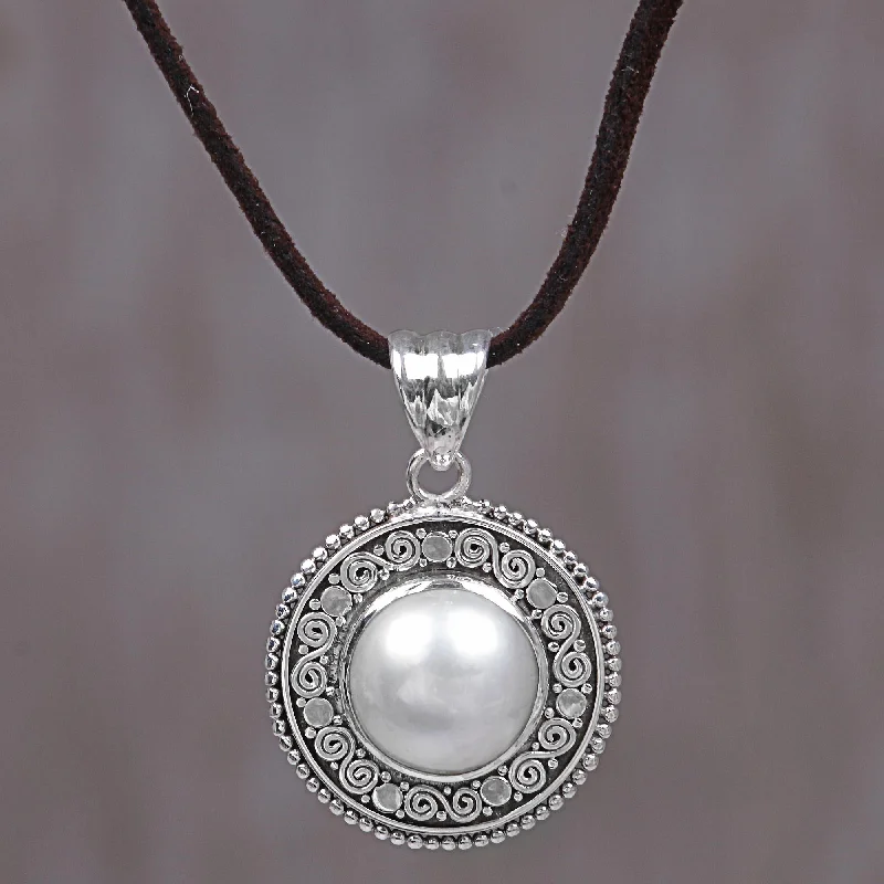 Shop Signature Jewelry Styles At Exclusive Prices White Orb Silver Pearl Leather Necklace