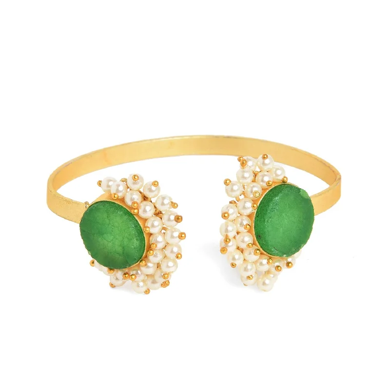 Stunning Statement Jewelry, Unbeatable Discounts Women Gold-plated  Green Brass Pearls Bangle-style Bracelet