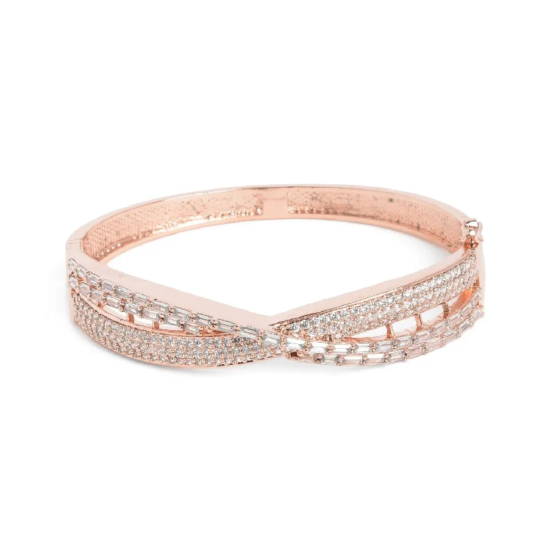 Exclusive Jewelry Sale – Grab Timeless Pieces Now Women Rose Gold  White Brass American Diamond Rose Gold-plated Bangle-style Bracelet