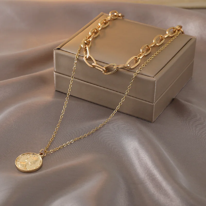 Best Jewelry Sale – Shop Exclusive Designs Now Womens Layered Look Choker Necklace with Coin Pendant