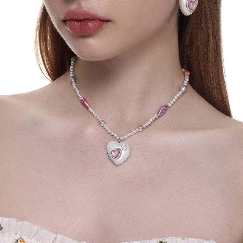 Fashion-Forward Jewelry At Exclusive Discounts Women's Lolita Diamante Heart Pearl Necklace