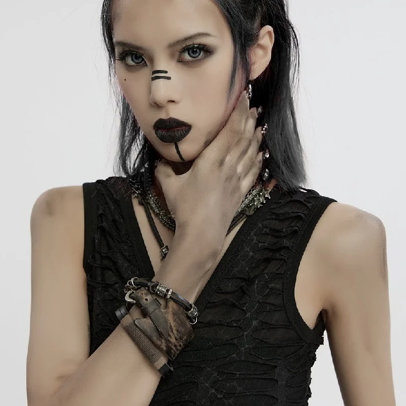 Fashion-Forward Jewelry At Incredible Prices Women's Punk Buckle Faux Leather Bracelet Set