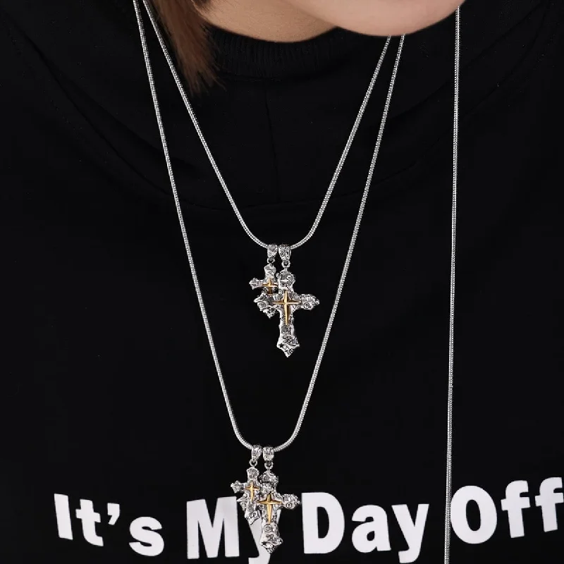 Last Chance To Shop High-End Jewelry At Markdown Prices Women's Punk Graffiti Cross Necklace