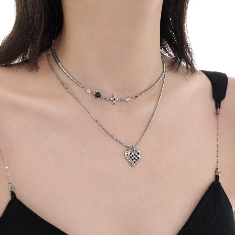 Shop Modern Jewelry Collections With Exclusive Discounts Women's Punk Heart Multi-layered Necklace