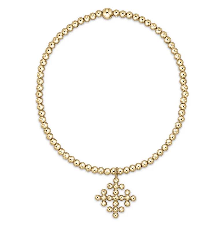 E Newton Classic Gold Bead Bracelet - Encompass Charm